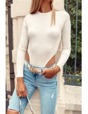 Ribbed bodysuit with long sleeves ekri FG599 - Online store - Boutique